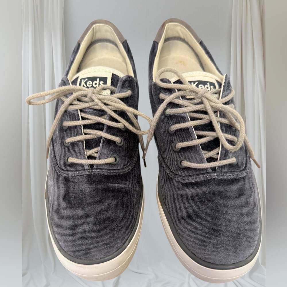 KEDS WOMENS RISE VELVET PLATFORM SNEAKERS STEEL BLUE Size 6.5